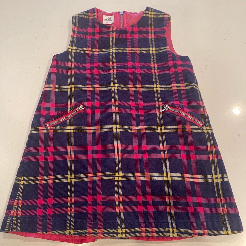 Mini Boden plaid pink dress 4-5 year